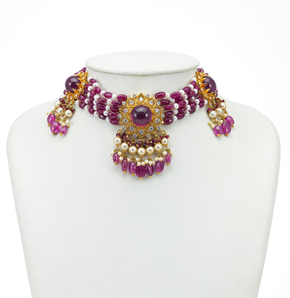 Eclectic Ruby Pearl Choker
