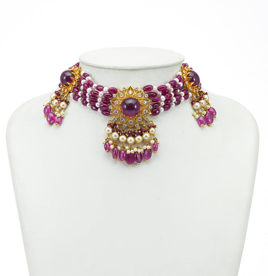Eclectic Ruby Pearl Choker
