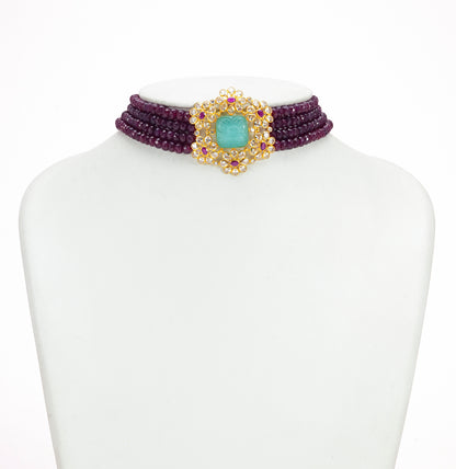 Intricate Ruby Gold Choker