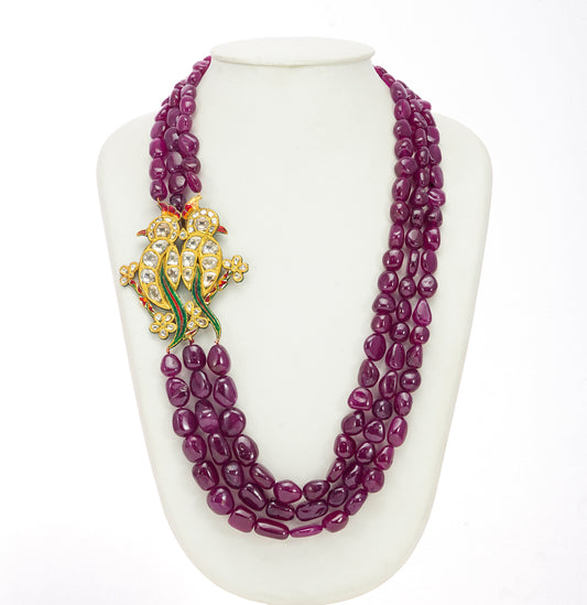 Charming Gold Ruby Side Pices Necklace