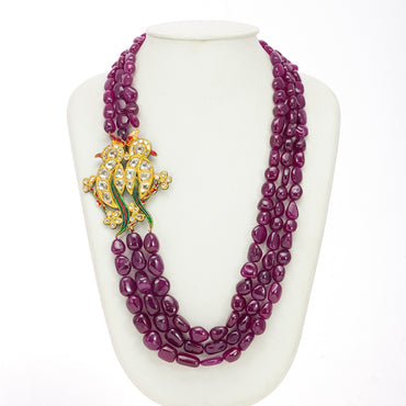Charming Gold Ruby Side Pices Necklace