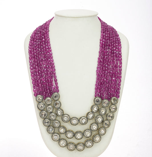Exquisite Polki Ruby Side Piece Necklace