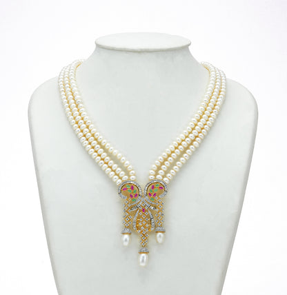 Antique Red Green Multicolor Freshwater Pearl Necklace Set