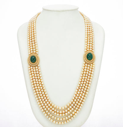 Refined Emerald Stone Side Piece Necklace