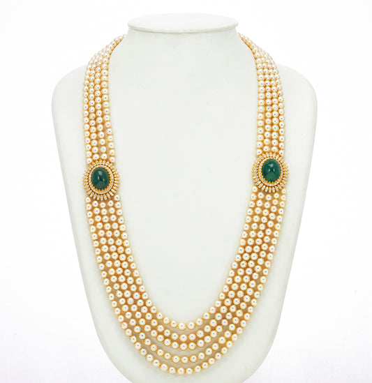 Refined Emerald Stone Side Piece Necklace