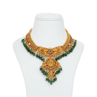 Trendy Emerald Gold Stone Necklace