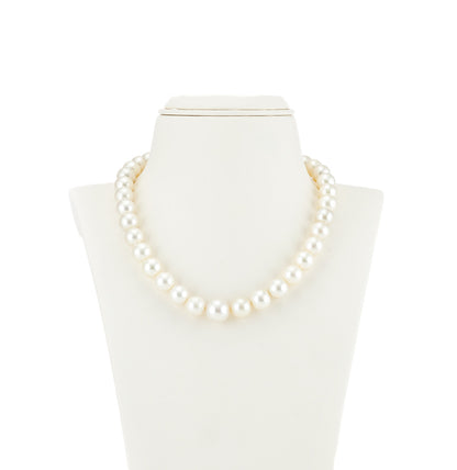 12.0-15.0mm White Near Round South Sea Pearls Necklace Set-AA Quality