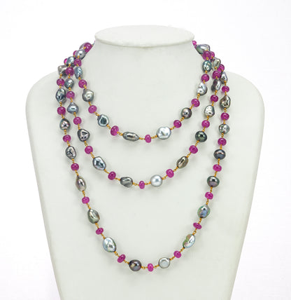 Gleaming Gold Ruby Pearl Taar Mala