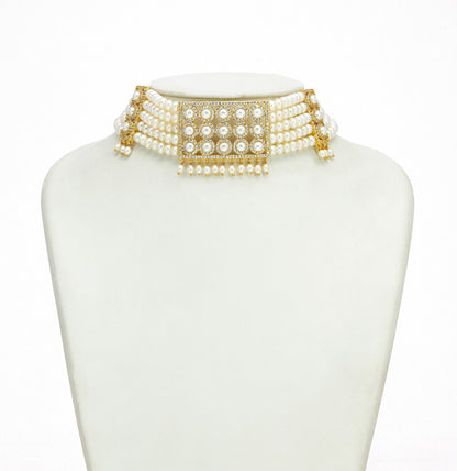 Unique White Stone Freshwater Pearls Choker Set