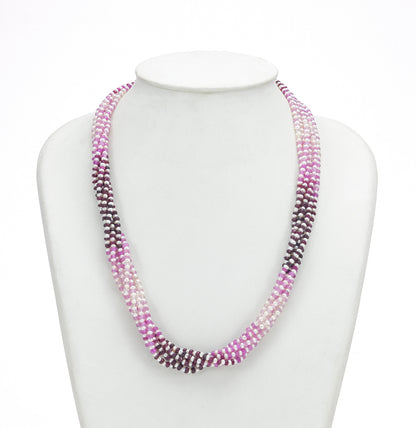 Natural Shaded Ruby and  1.0-2.0mm Seed Freshwater Pearls Necklace Set - AAA Quality