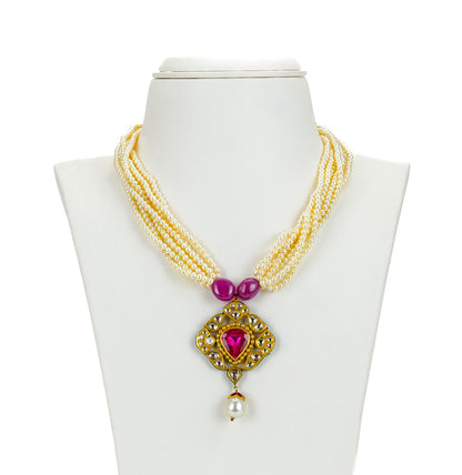 Imperial Ruby Pearl Necklace