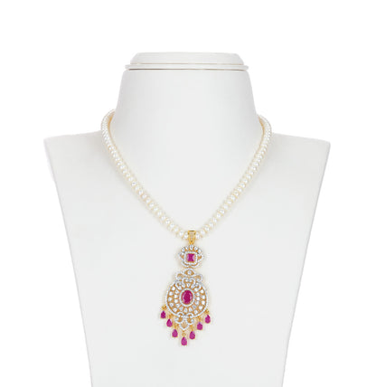 Cherished Red Stone Freshwater Pearl Necklace Set