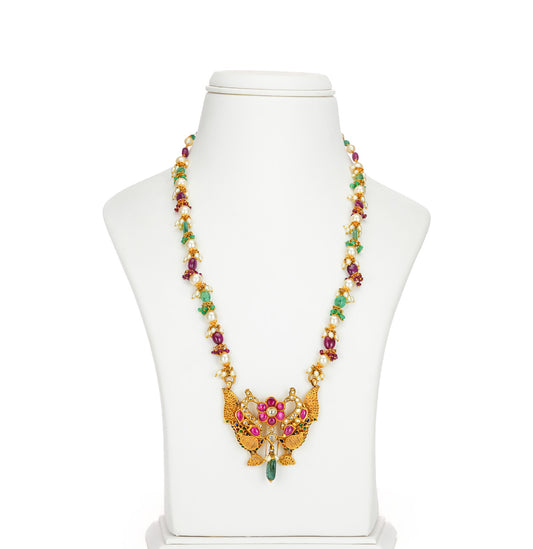 Exquisite Gold Stone Emerald Stone Necklace