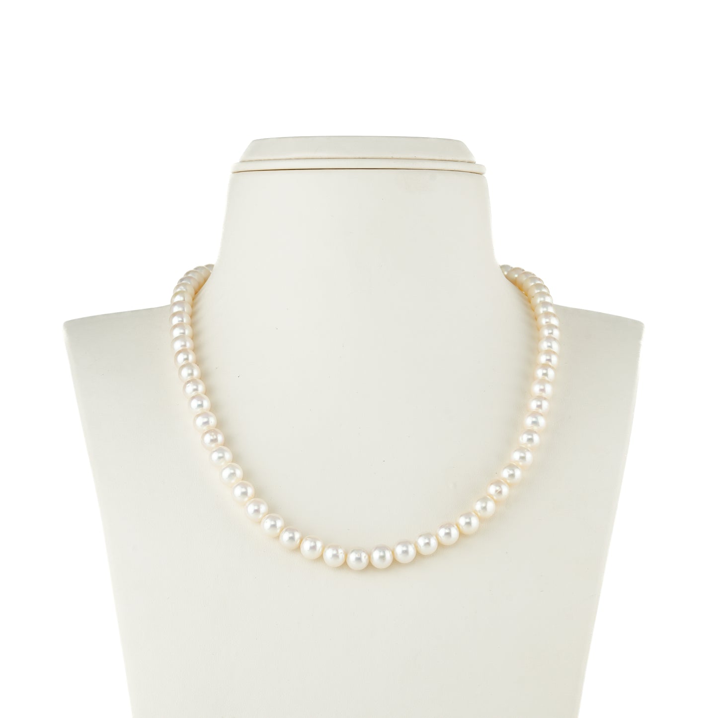 7.0-8.0mm White Round Freshwater Pearl Necklace Set - AAA Quality