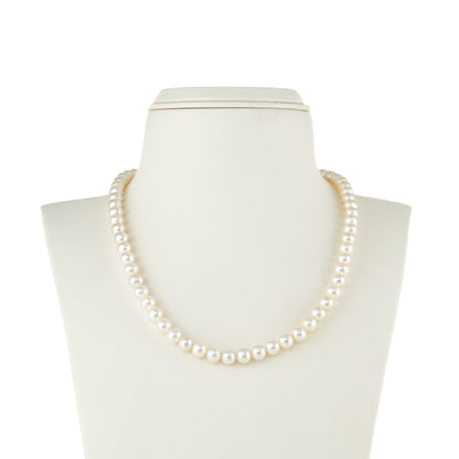 7.0-8.0mm White Round Freshwater Pearl Necklace Set - AAA Quality