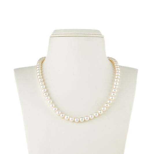 7.0-8.0mm White Round Freshwater Pearl Necklace Set - AAA Quality