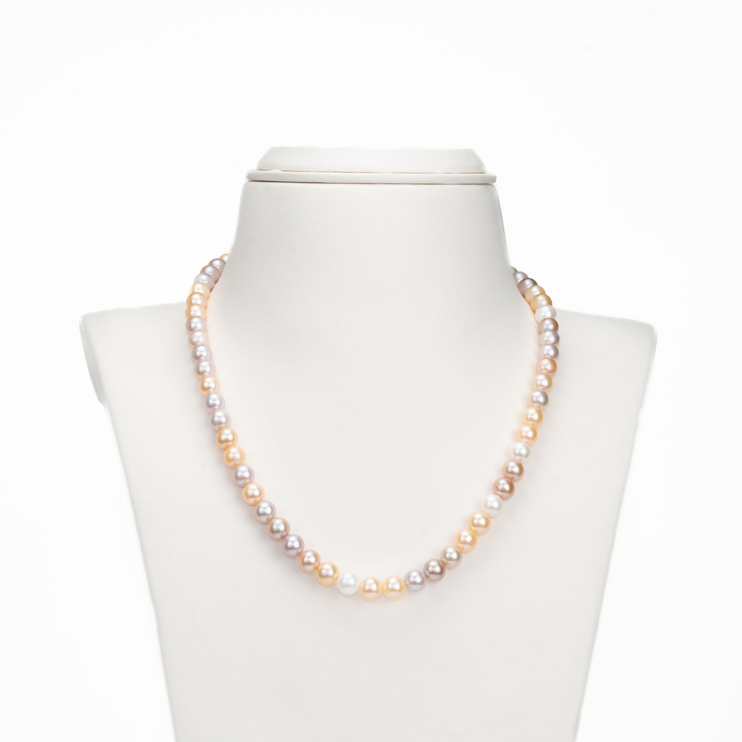 7.0-8.0mm Multicolor Round Freshwater Pearl Necklace Set - AAA Quality