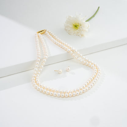 6.0-7.0mm White Round Freshwater Pearl Necklace - AA Quality