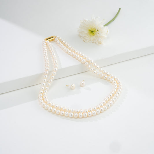 6.0-7.0mm White Round Freshwater Pearl Necklace - AAA Quality