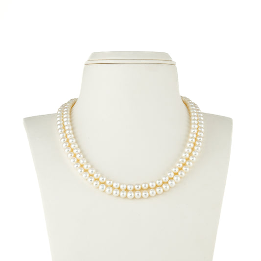 6.0-7.0mm White Round Freshwater Pearl Necklace - AAA Quality