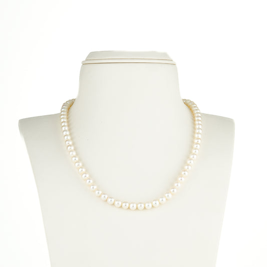 6.0-7.0mm White Round Freshwater Pearl Necklace Set - AAA Quality