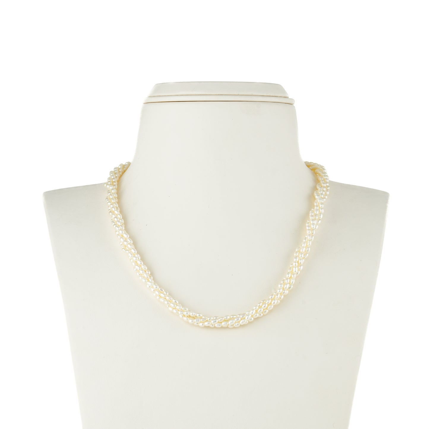 3.0-4.0mm White Rice Freshwater Pearl Necklace Set - AAA Quality