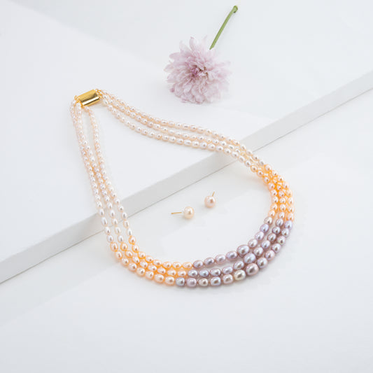 Grading Rainbow Drop Freshwater Pearl Necklace Set - AA Quality