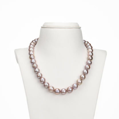 12.0-13.0mm Levender Round Freshwater Pearl Necklace Set -AAA Quality
