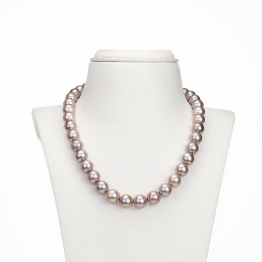 12.0-13.0mm Levender Round Freshwater Pearl Necklace Set -AAA Quality