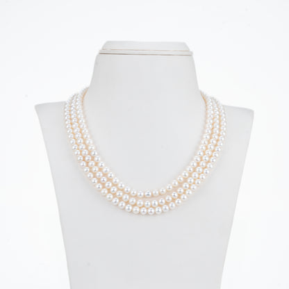 6.0-7.0mm White Near Round Freshwater Pearl Necklace Set - AAA Quality