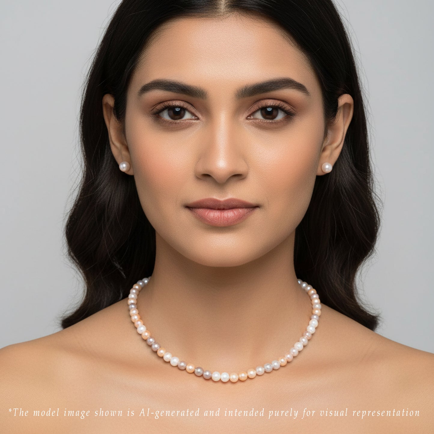 7.0-8.0mm Multicolor Round Freshwater Pearl Necklace Set - AAA Quality