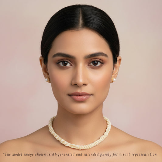 1.0-2.0mm White Seed Freshwater Pearl Necklace Set - AAA Quality