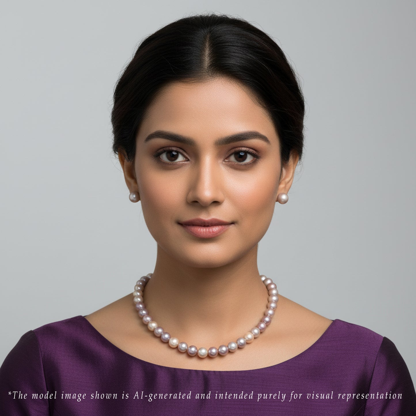 12.0-13.0mm Levender Round Freshwater Pearl Necklace Set -AAA Quality