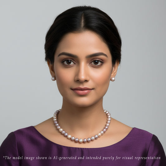 12.0-13.0mm Levender Round Freshwater Pearl Necklace Set -AAA Quality