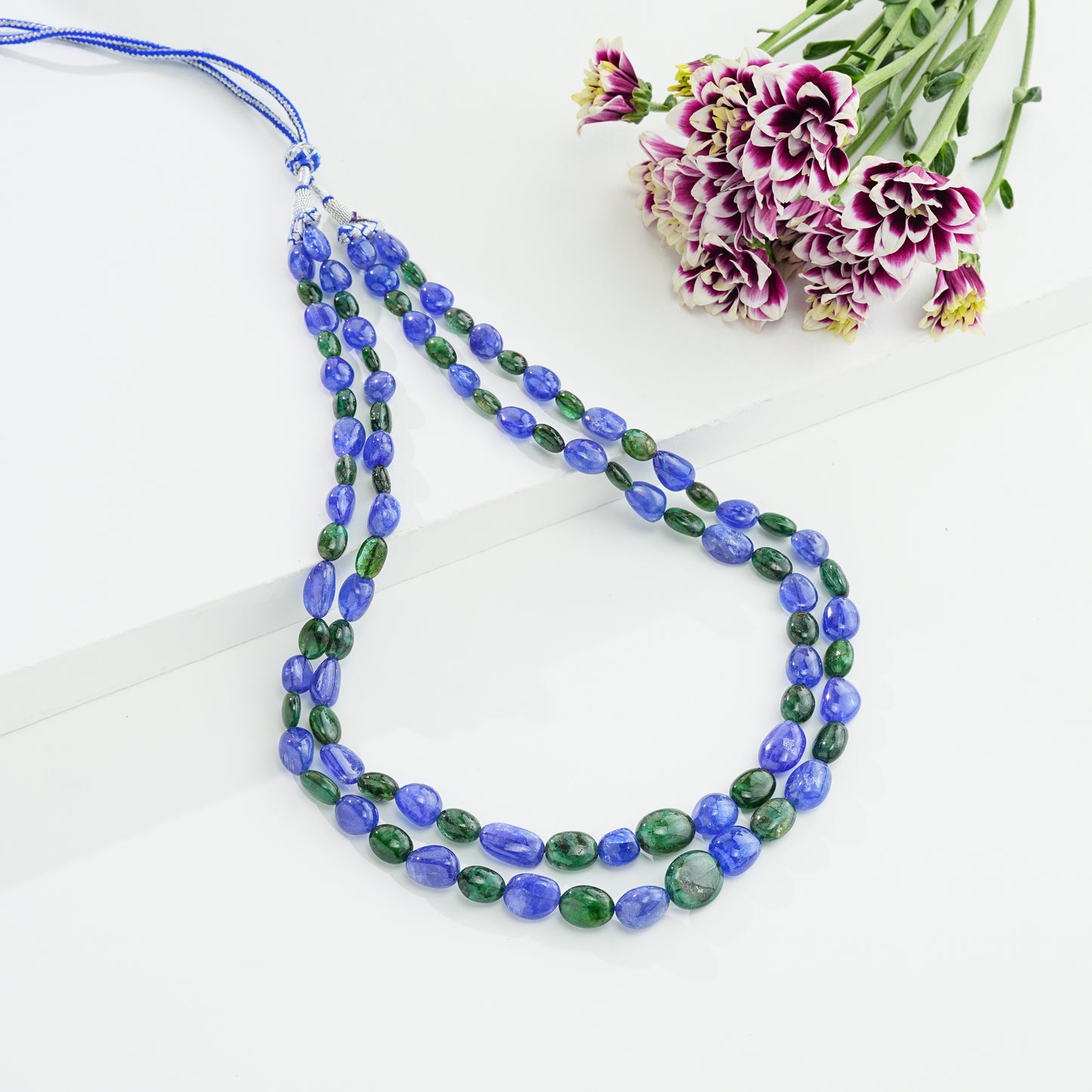 Natural Emerald Tanzanite Beads Necklace