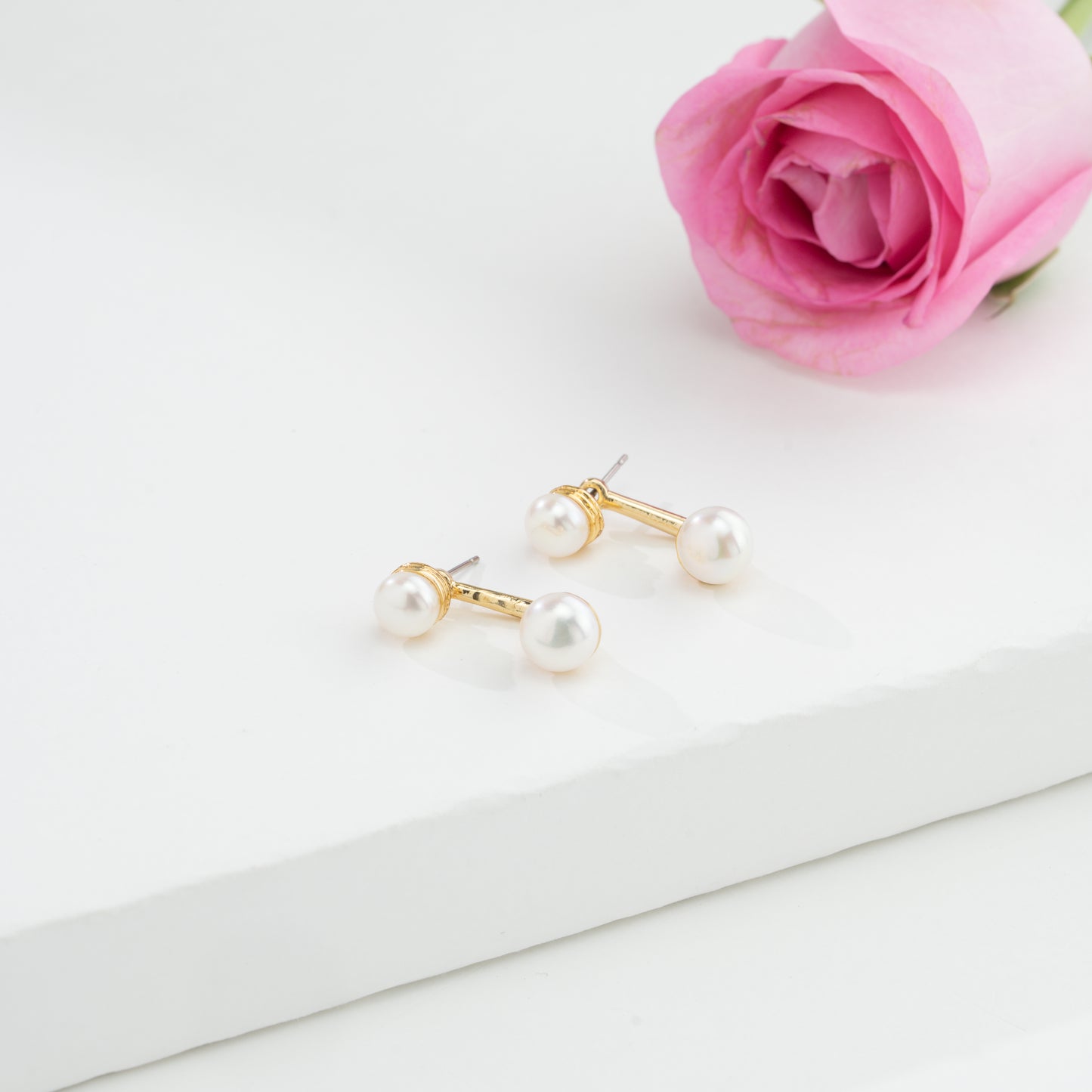 Elegant White Freshwater Pearl Stud Earrings