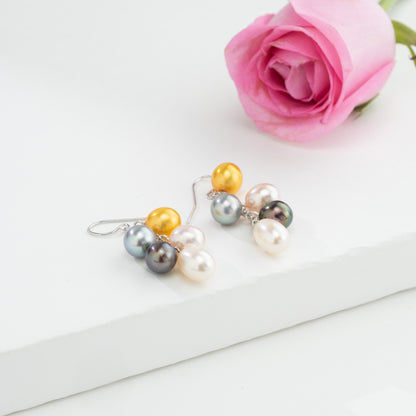 Adorable  Multicolor Drop Freshwater Pearl Hanging Earrings
