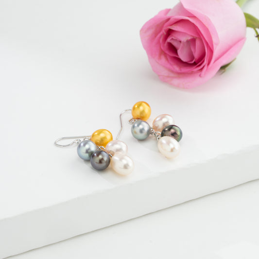 Adorable  Multicolor Drop Freshwater Pearl Hanging Earrings