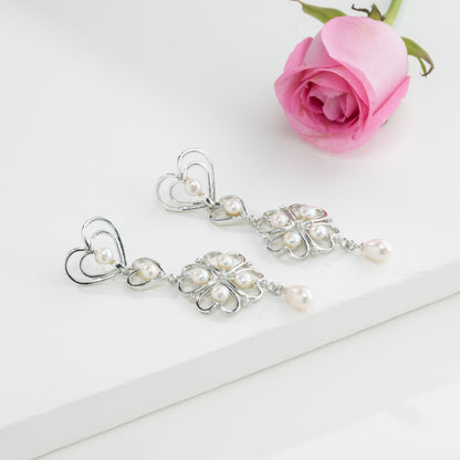 Durable Mix White Freshwater Pearl Dangling Earrings