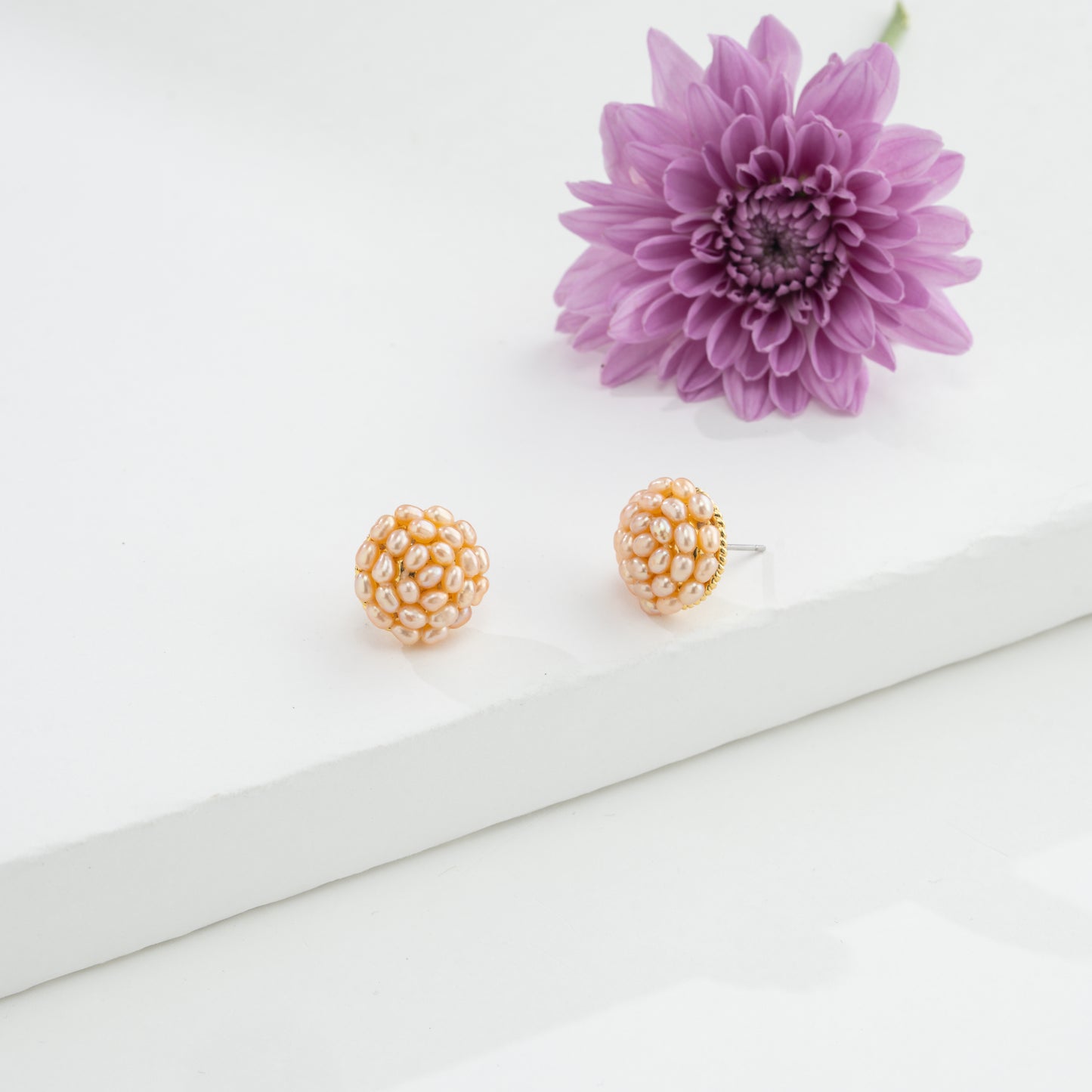 Pink Rice Freshwater Pearl Stud Earrings