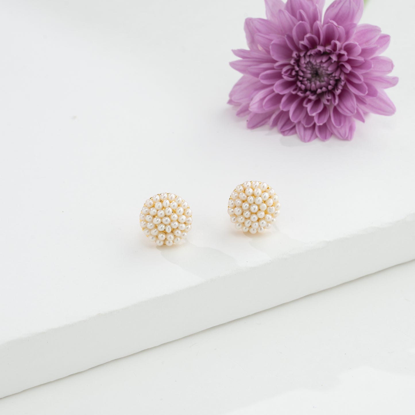 1.0-2.0mm White Seed Freshwater Pearl Stud Earrings