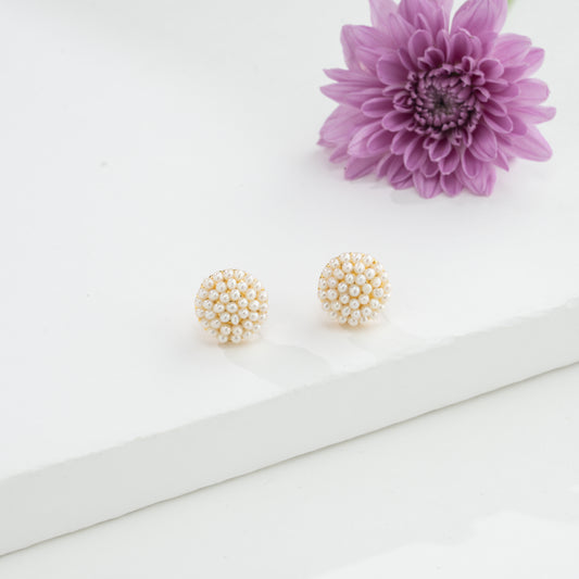 1.0-2.0mm White Seed Freshwater Pearl Stud Earrings