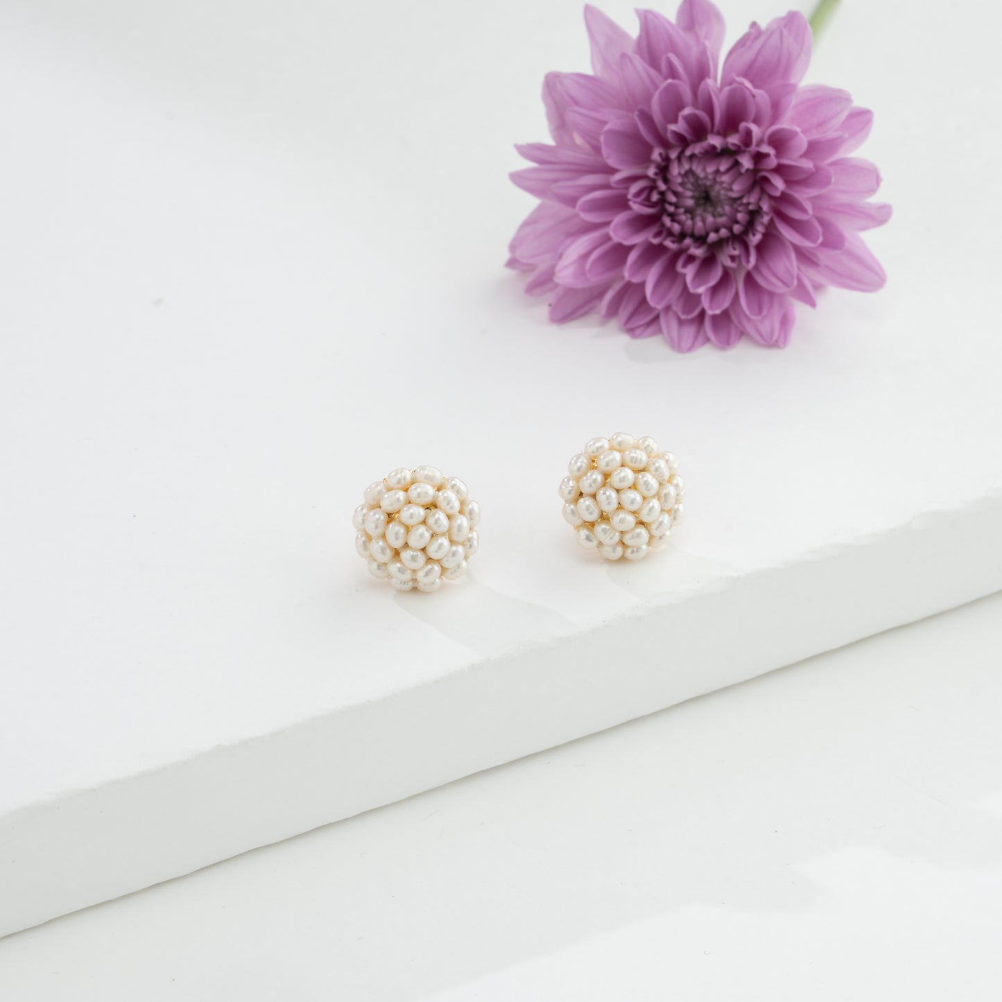 White Rice Freshwater Pearl Stud Earrings