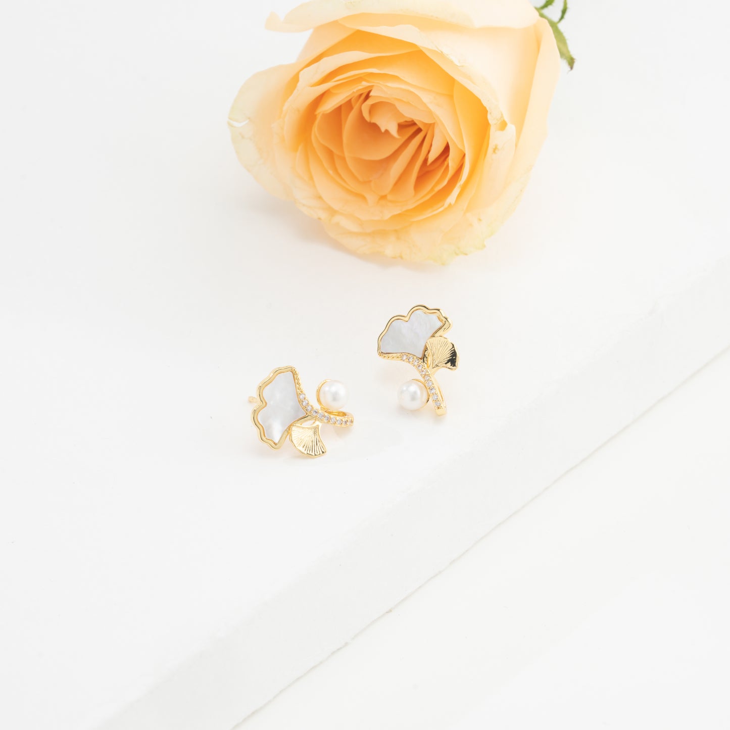 Fancy White Freshwater Pearl Stud Earrings