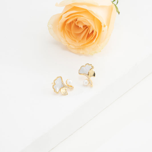 Fancy White Freshwater Pearl Stud Earrings