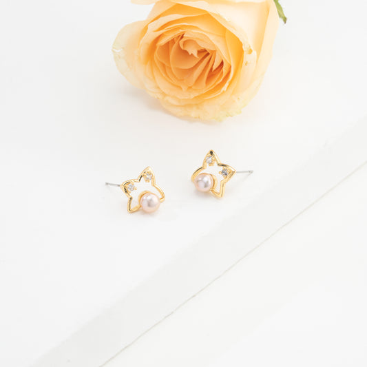 Edgy Pink Freshwater Pearl Stud Earrings