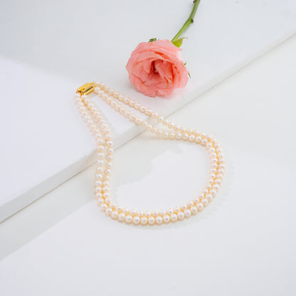 Classic Two-Row Pearl White Necklace