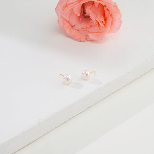 Classic White Freshwater Pearl Stud Earrings