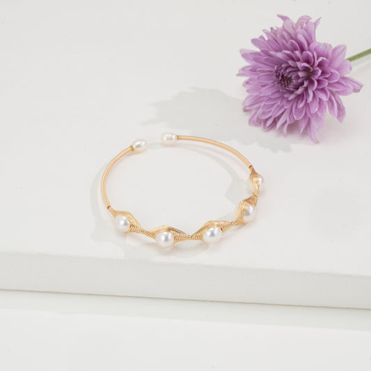 Refined White Near Round Freshwater Pearl Bracelet