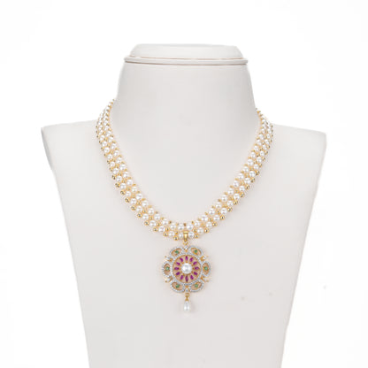 Brilliant Red Green Freshwater Pearls Necklace Set